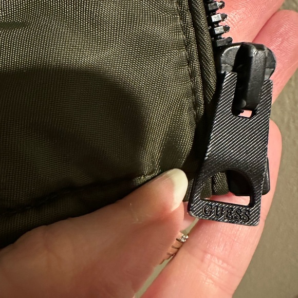 Guess Men's Bomber Jacket with Removable Hooded Inset | Olive | Medium - Picture 10 of 14